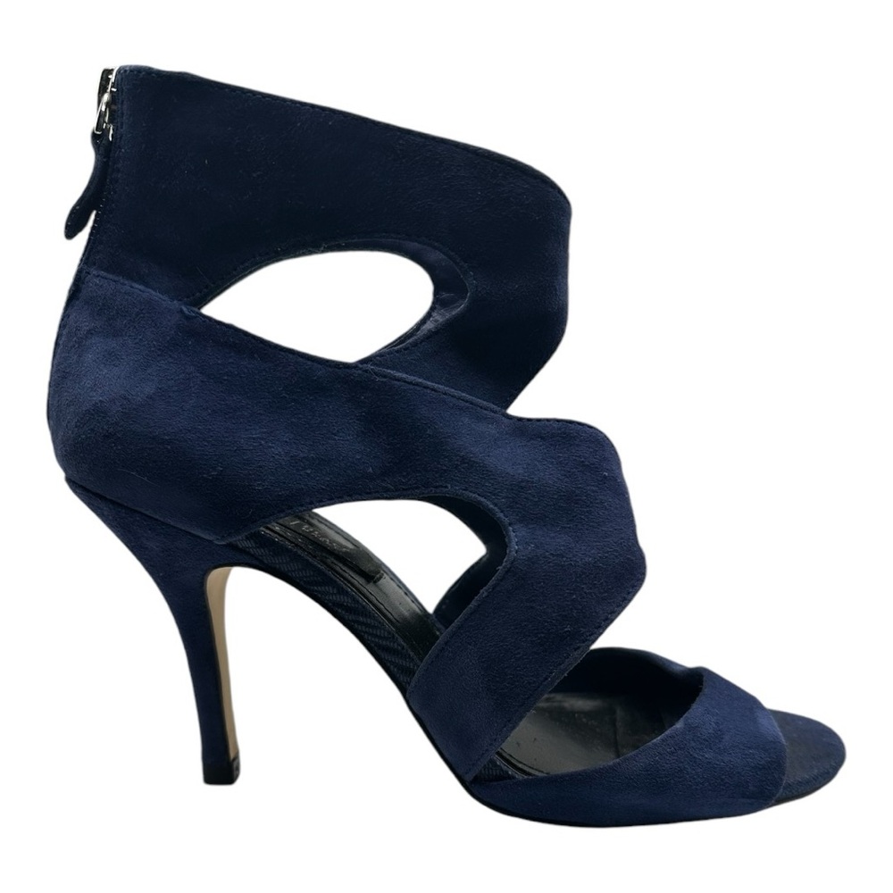 WHBM Blue Suede Caged Heels
